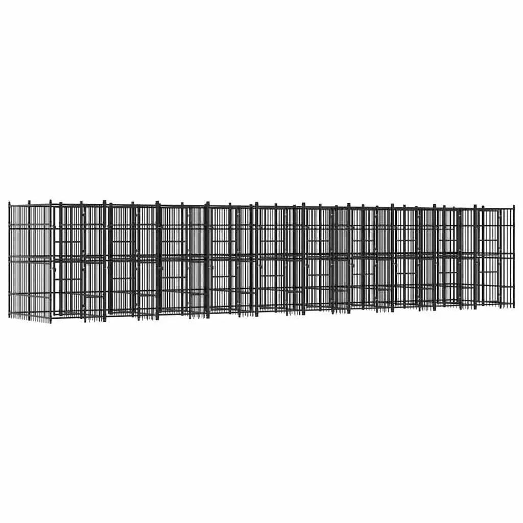 Dog Kennel Outdoor Exercise Pen Large Black Steel