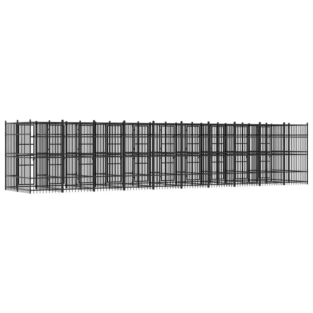 Dog Kennel Outdoor Exercise Pen Large Black Steel