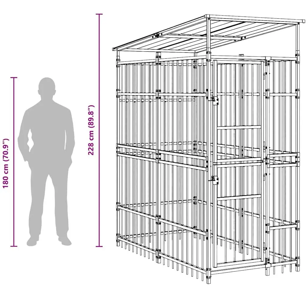 Dog Kennel Outdoor Exercise Enclosure 1.84m² Black Steel
