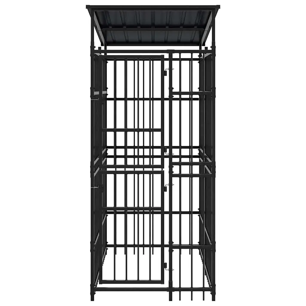 Dog Kennel Outdoor Exercise Enclosure 1.84m² Black Steel