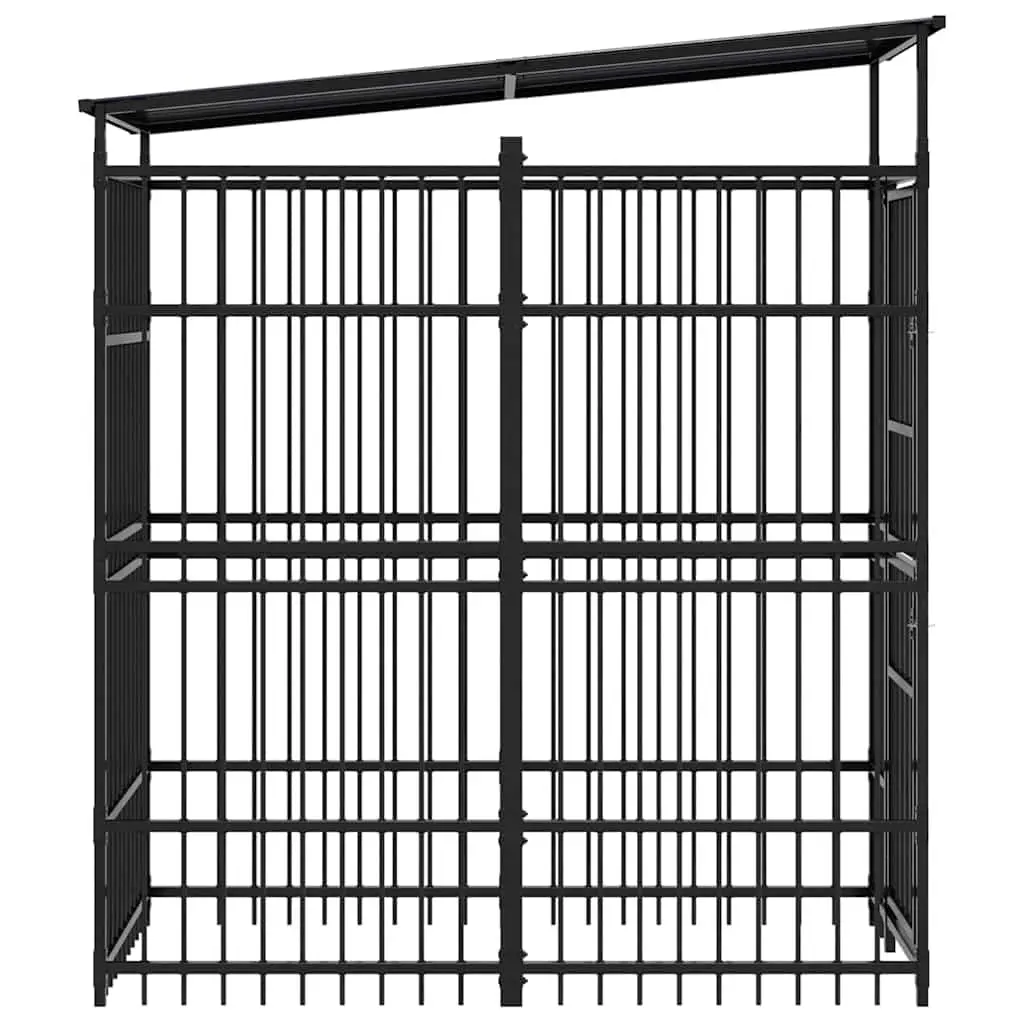 Dog Kennel Outdoor Exercise Enclosure 1.84m² Black Steel
