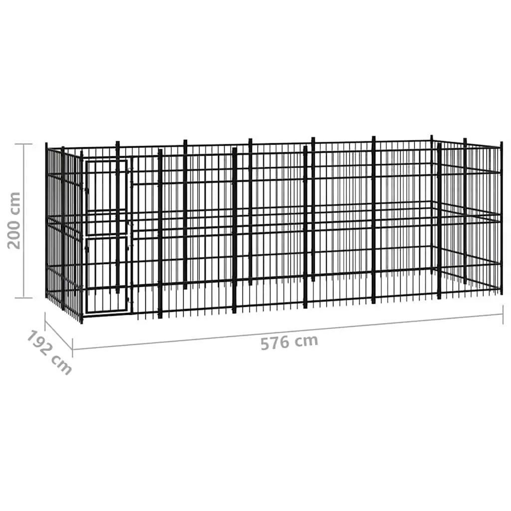 Dog Kennel Outdoor Run Steel Exercise Pen Large Black