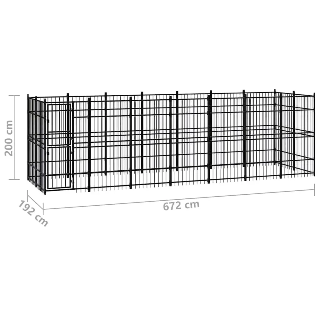 Dog Kennel Outdoor Pet Exercise Run Enclosure 12.9 m² Black