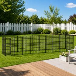Outdoor Dog Kennel Steel Enclosure Large Exercise Run Pen Ventilated 16.59 m²