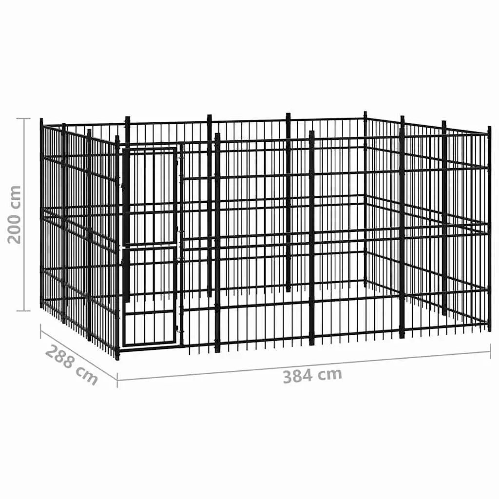 Dog Kennel Outdoor Exercise Enclosure Large Space Black