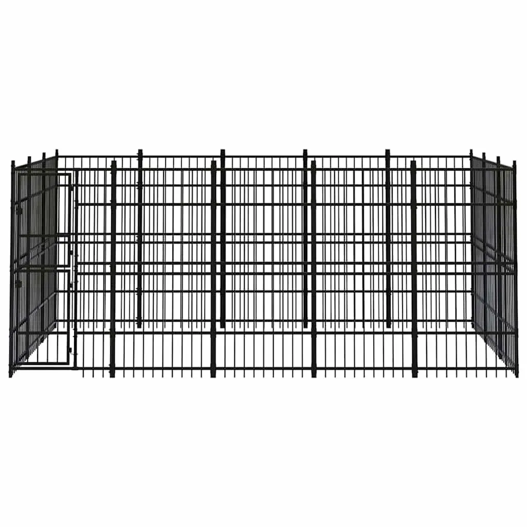 Dog Kennel Outdoor Run Exercise Enclosure Large Black Steel