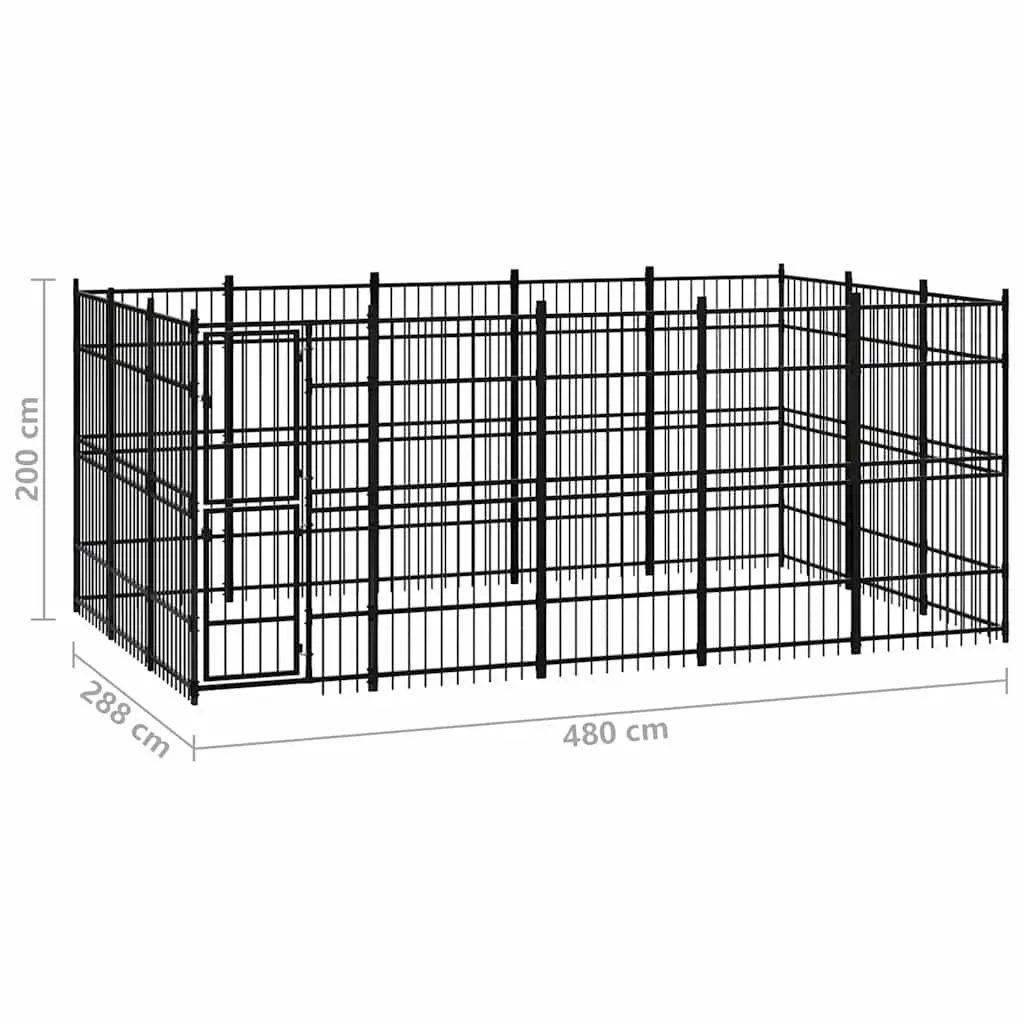 Dog Kennel Outdoor Run Exercise Enclosure Large Black Steel