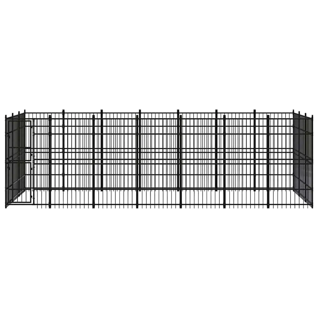 Dog Kennel Outdoor Run Enclosure Exercise Pen Steel Lockable Door Black
