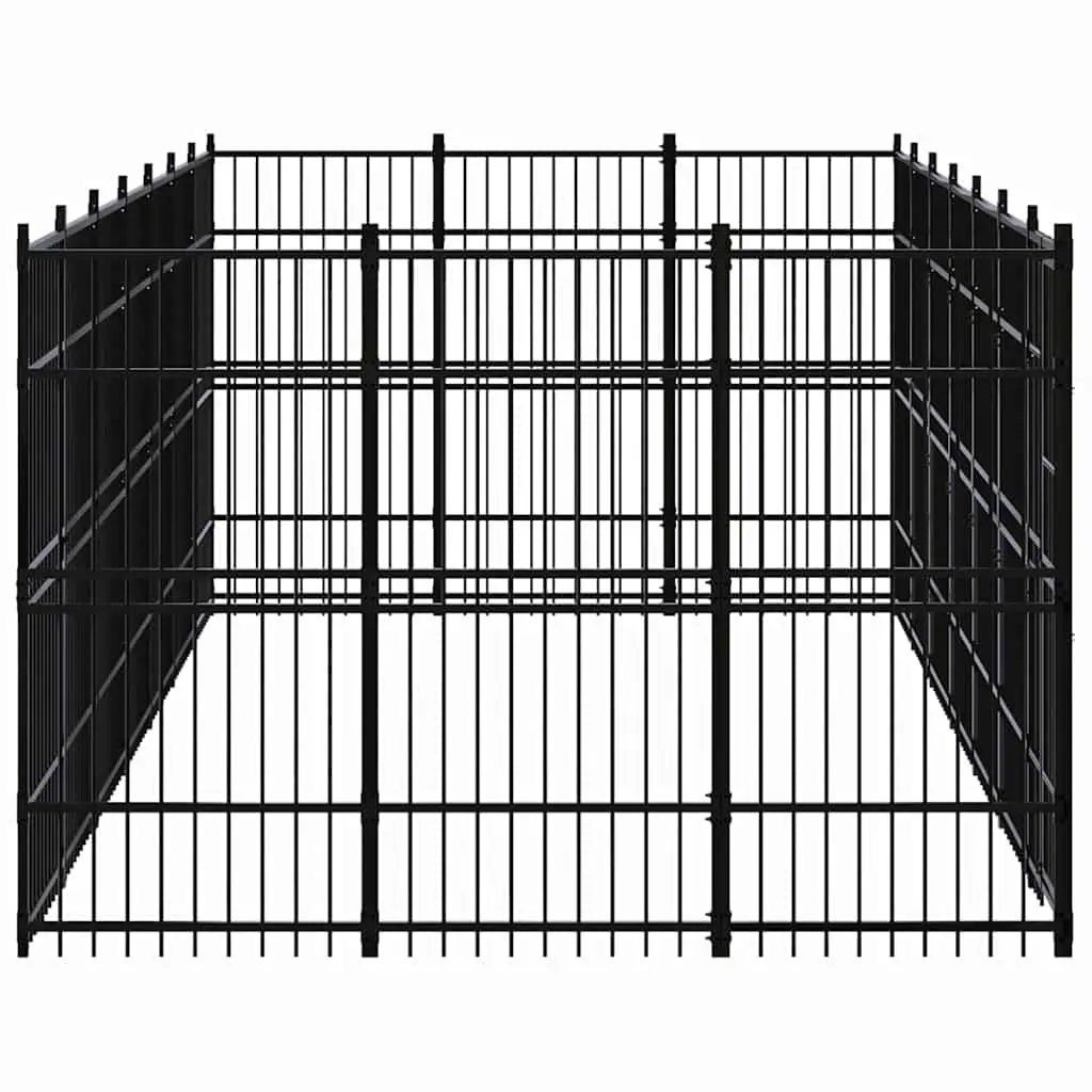 Dog Kennel Outdoor Run Enclosure Exercise Pen Steel Lockable Door Black