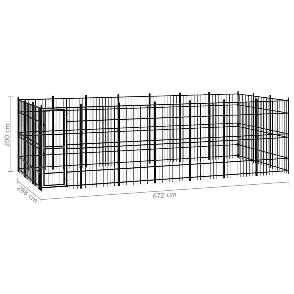 Dog Kennel Outdoor Run Enclosure Exercise Pen Steel Lockable Door Black