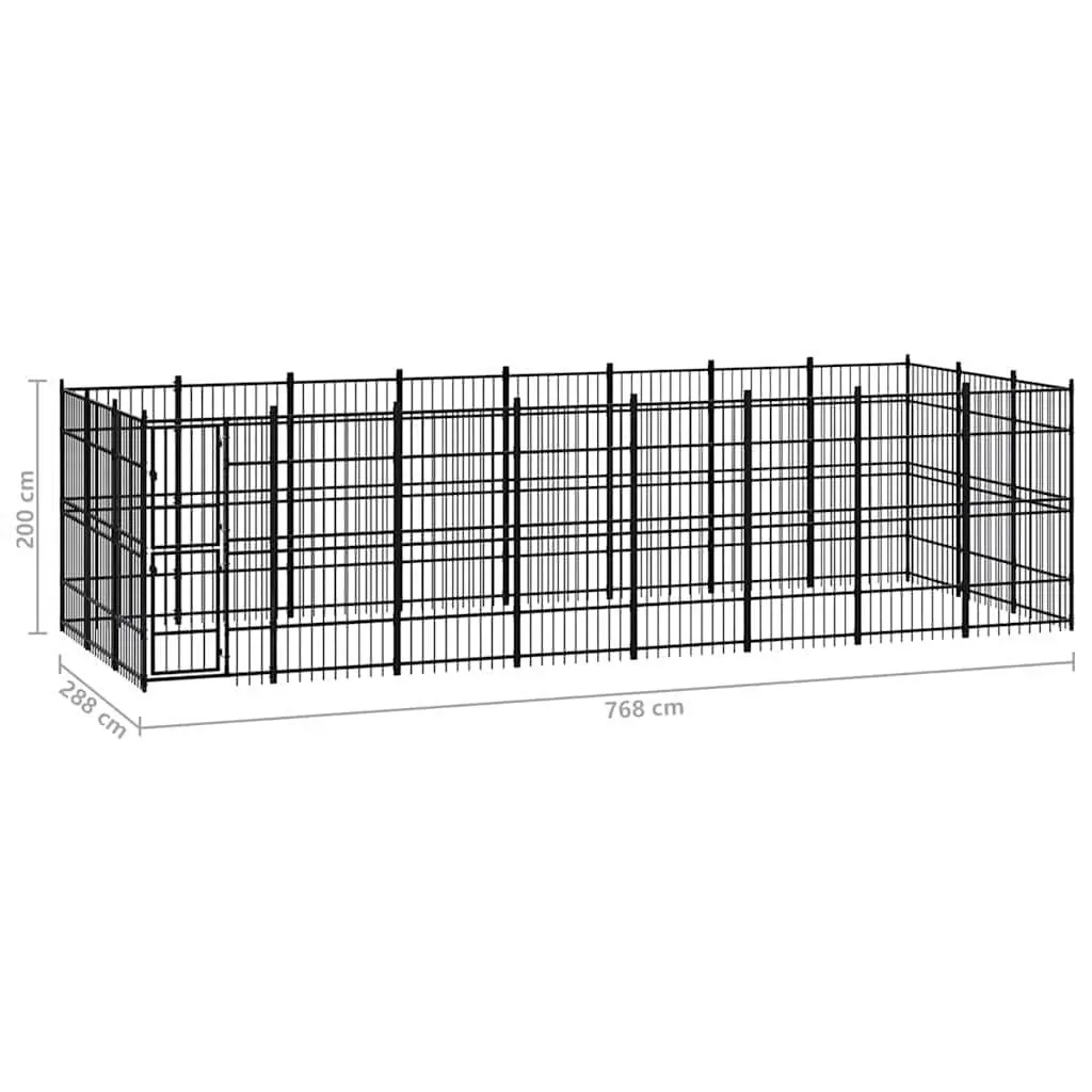 Dog Kennel Outdoor Exercise Run Pen Black 22.12 m²
