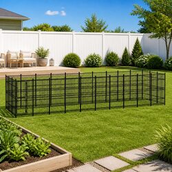Reliable Black Steel Dog Kennel for Outdoor Use