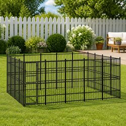 Dog Kennel Steel Outdoor Enclosure 18.43 m² Large Ventilated Run Exercise Play