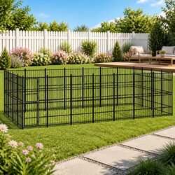 Dog Kennel Outdoor Steel Run Exercise Pen Large Play Enclosure Lockable Door