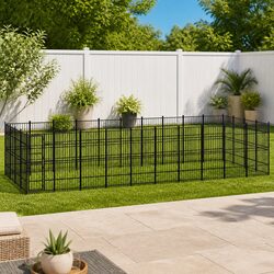 Outdoor Dog Kennel Steel Large Exercise Enclosure Secure Play Pen Ventilated