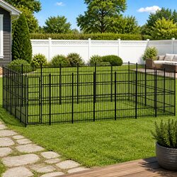 Dog Kennel Steel Outdoor Exercise Run Enclosure Black Play Pen Secure Large