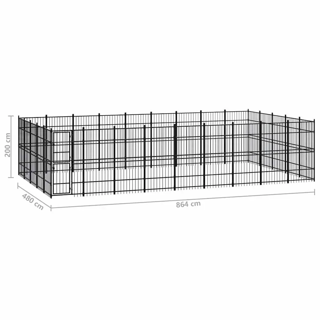 Dog Kennel Outdoor Run Exercise Enclosure Large Black