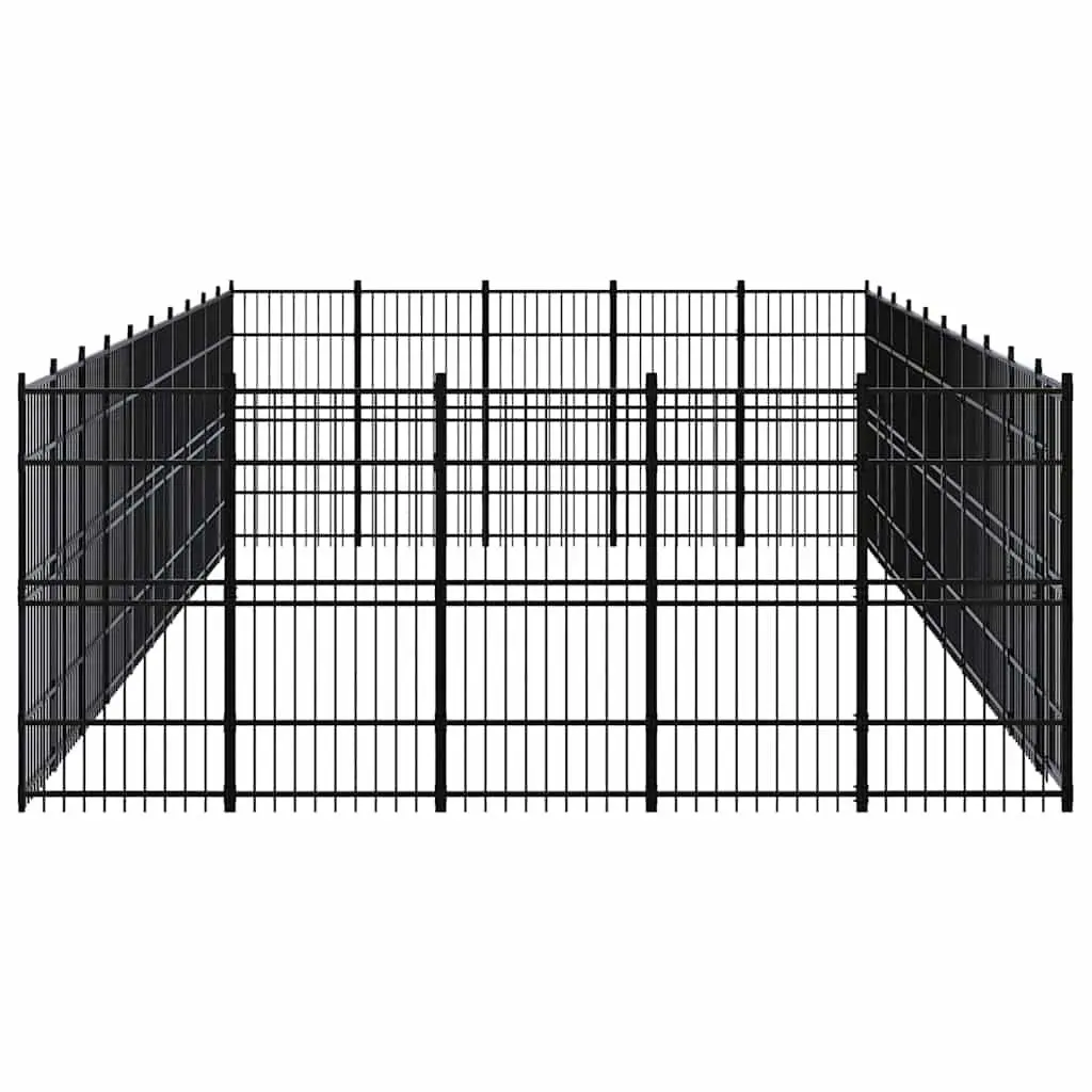 Dog Kennel Outdoor Exercise Run Enclosure Large Black Steel