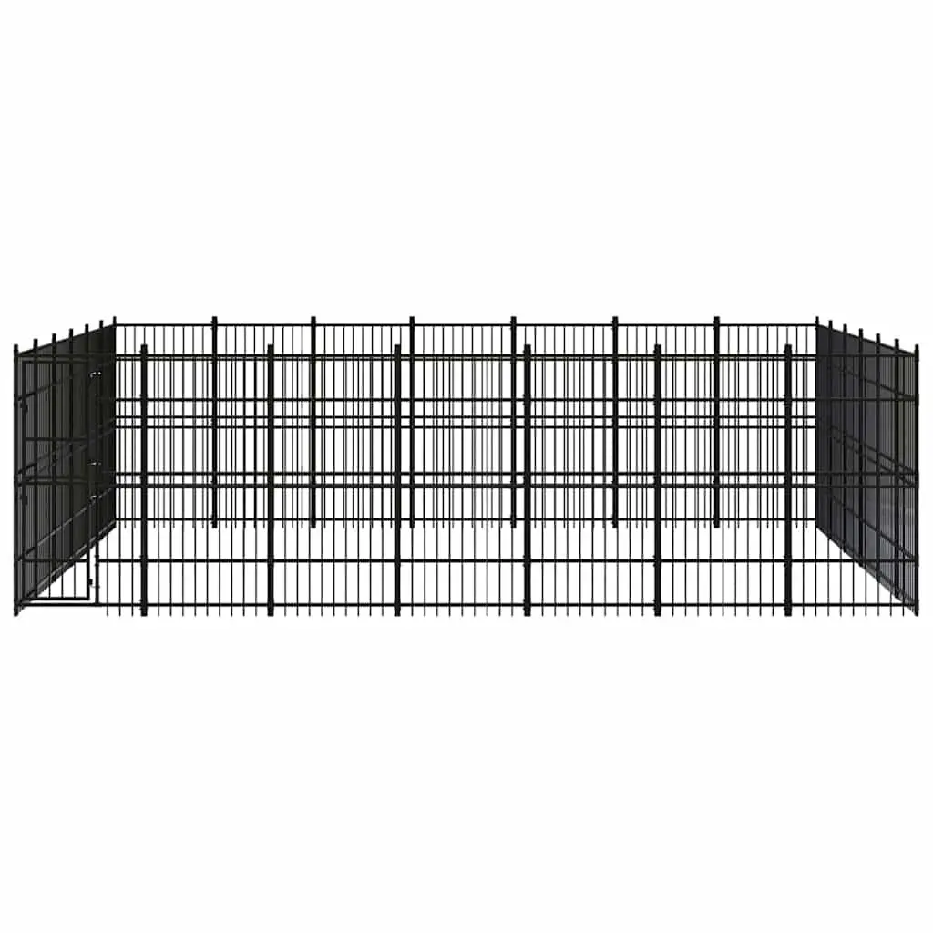 Outdoor Dog Kennel Steel Pet Enclosure Run Cage 38.71m² Black