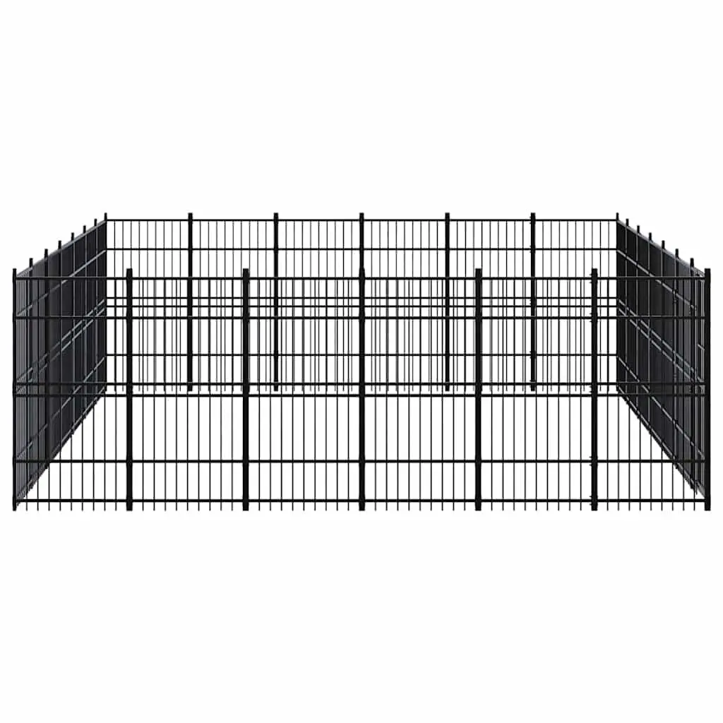 Outdoor Dog Kennel Steel Pet Enclosure Run Cage 38.71m² Black