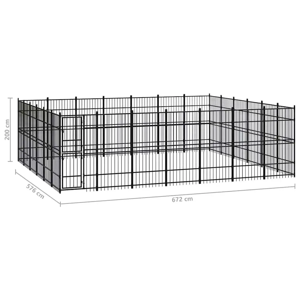 Outdoor Dog Kennel Steel Pet Enclosure Run Cage 38.71m² Black