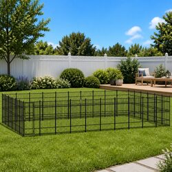 Dog Kennel Outdoor Steel Run Exercise Enclosure Large Play Space Security Latch