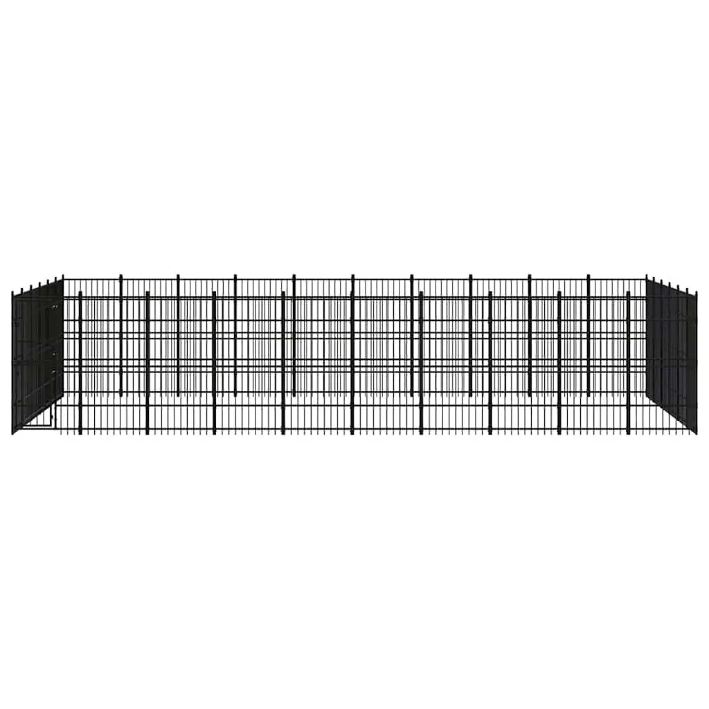 Dog Kennel Outdoor Exercise Enclosure Large Black Steel Frame