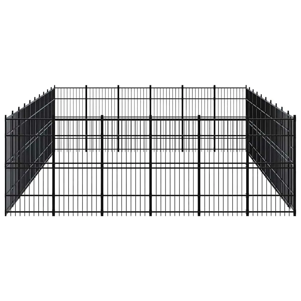 Dog Kennel Outdoor Exercise Enclosure Large Black Steel Frame