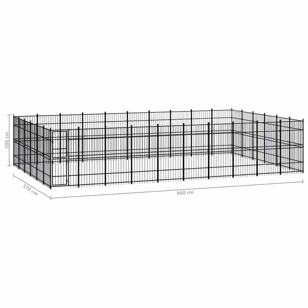 Dog Kennel Outdoor Exercise Enclosure Large Black Steel Frame
