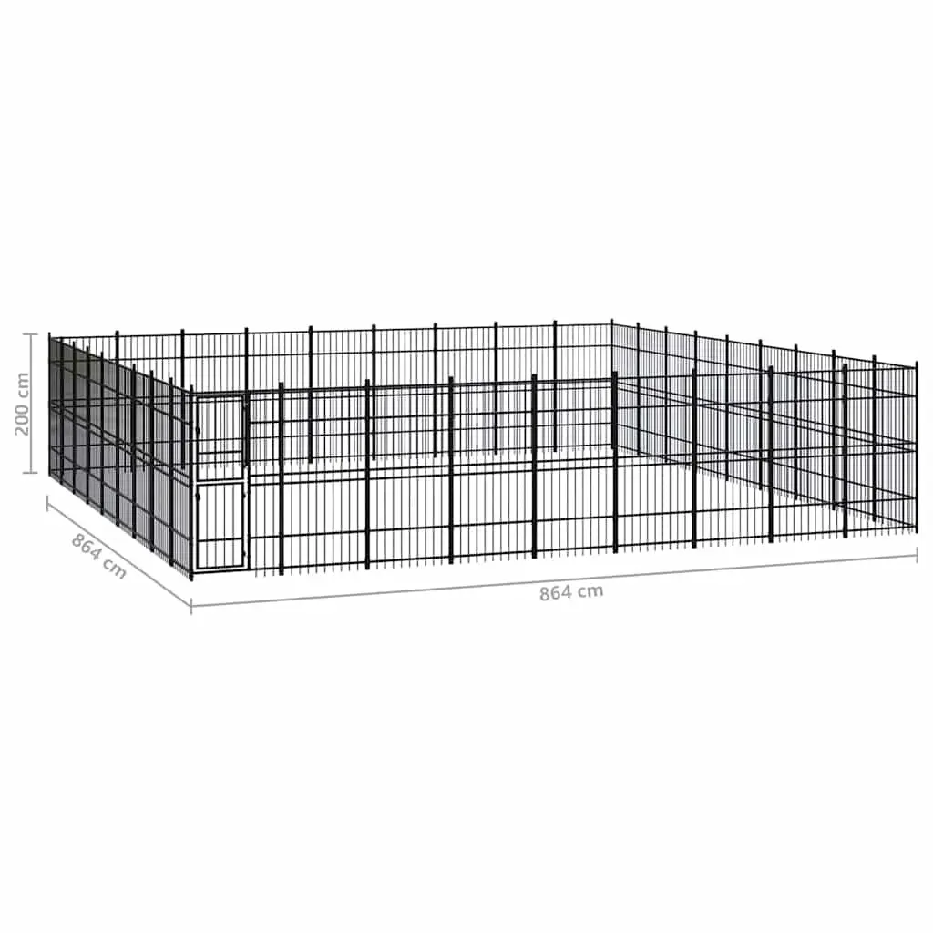 Dog Kennel Outdoor Exercise Run Enclosure Play Area Pen Black