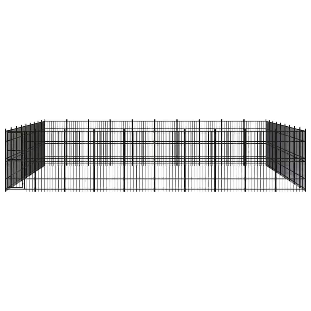 Dog Kennel Outdoor Exercise Run Enclosure Training Playpen Steel Black