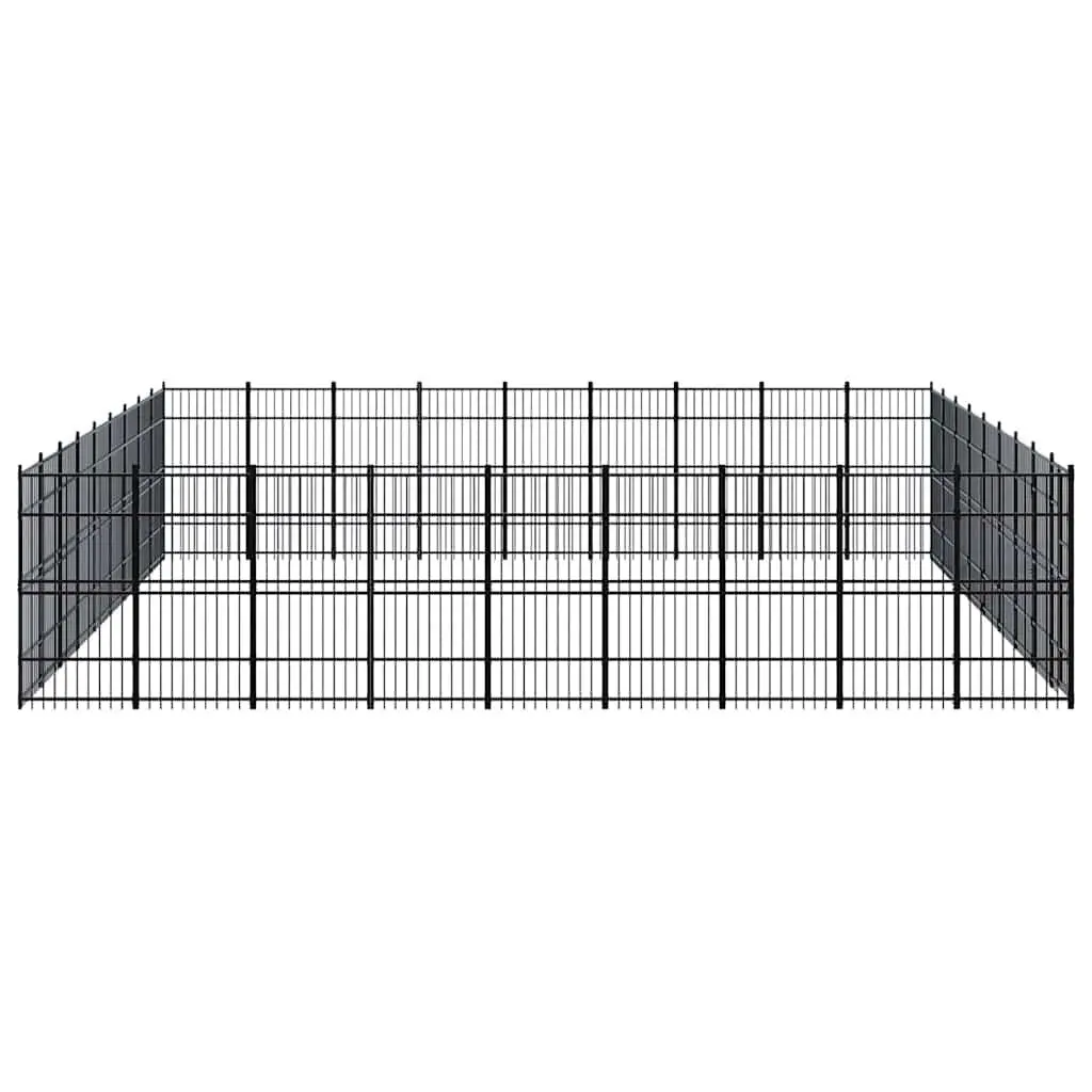 Dog Kennel Outdoor Exercise Run Enclosure Training Playpen Steel Black