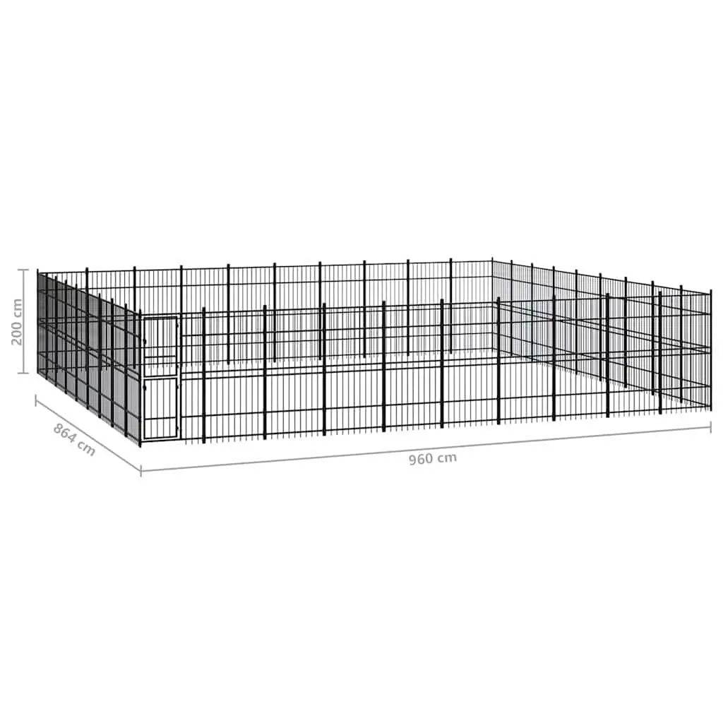 Dog Kennel Outdoor Exercise Run Enclosure Training Playpen Steel Black