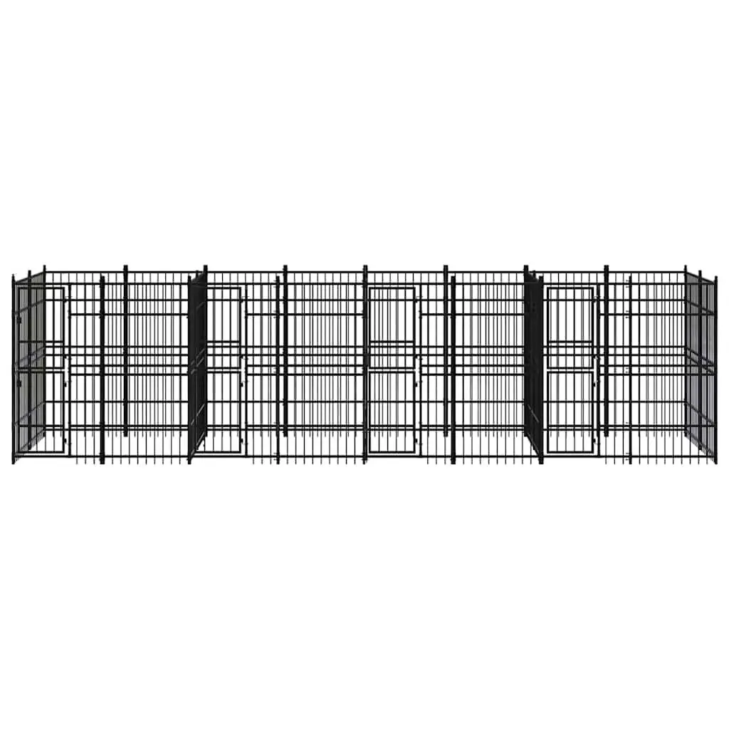 Dog Kennel Outdoor Exercise Run Pen Black Steel 14.75 m²