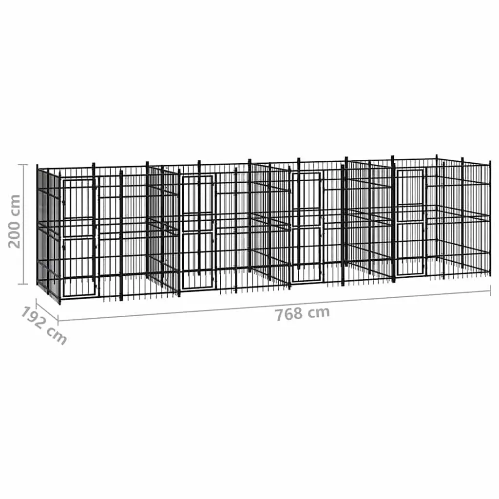 Dog Kennel Outdoor Exercise Run Pen Black Steel 14.75 m²