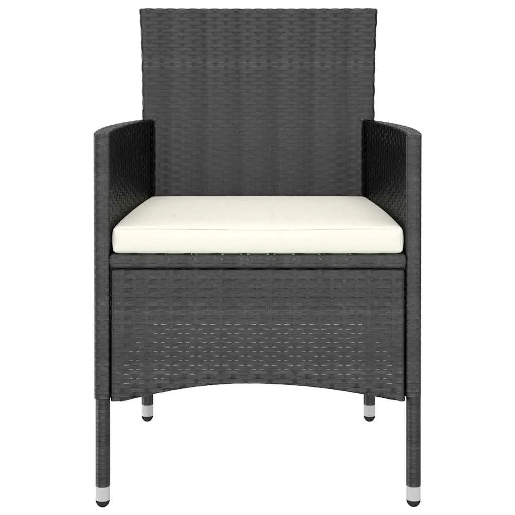 3 Piece Outdoor Dining Set Garden Patio Table Chairs Poly Rattan Black