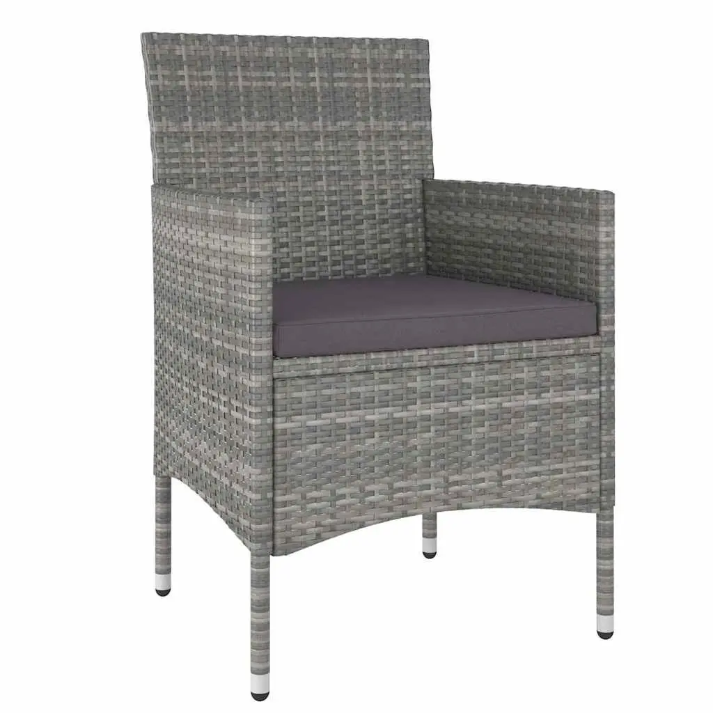 3 Piece Garden Dining Set Outdoor Patio Furniture Grey Rattan Chairs Table