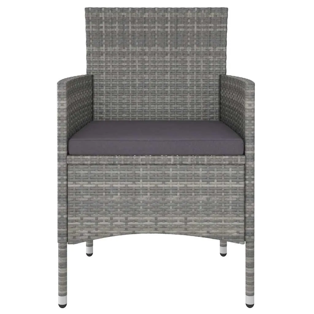 3 Piece Garden Dining Set Outdoor Patio Furniture Grey Rattan Chairs Table