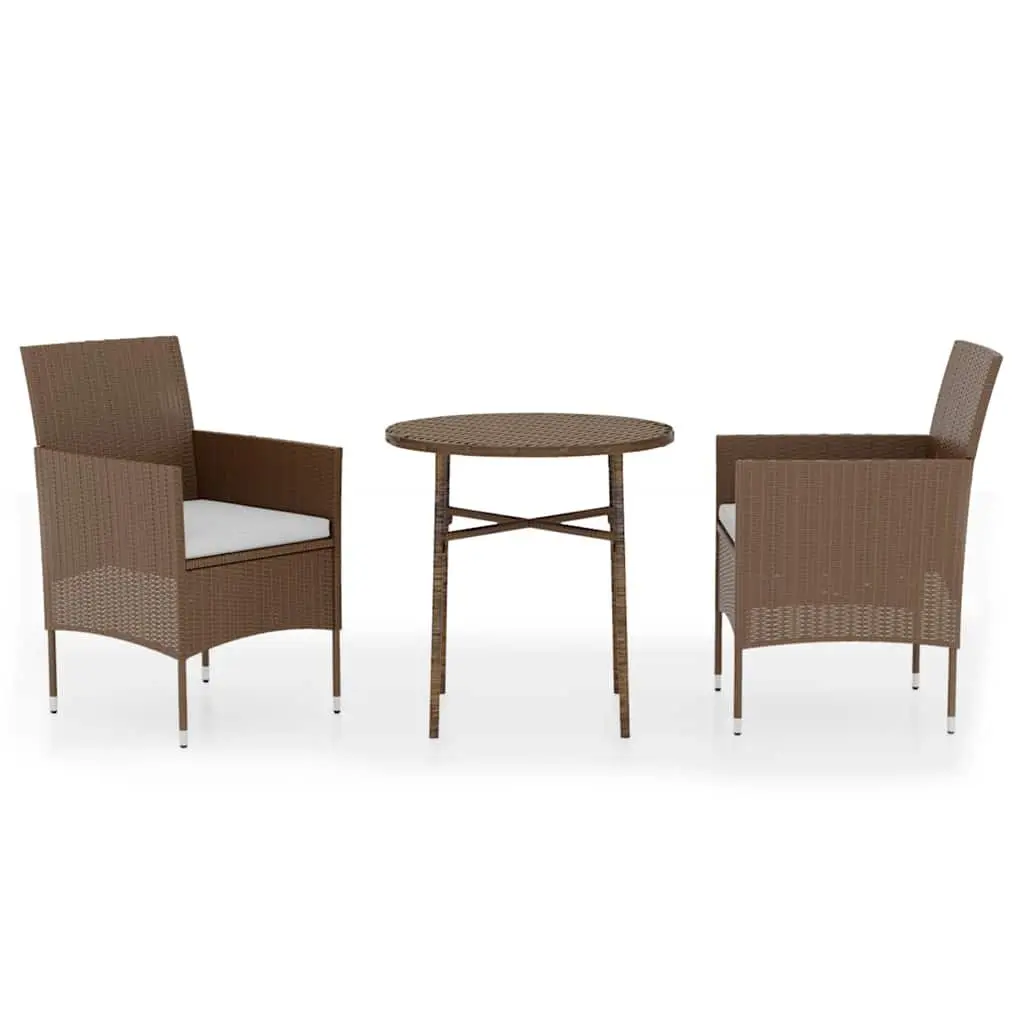 3 Piece Outdoor Dining Set Garden Patio Furniture Brown Table Chairs