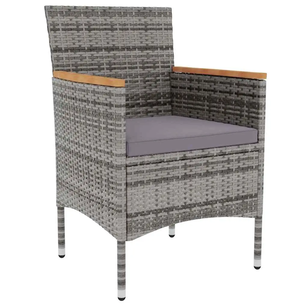 3 Piece Outdoor Dining Set Garden Patio Furniture Grey PE Rattan Table Chairs