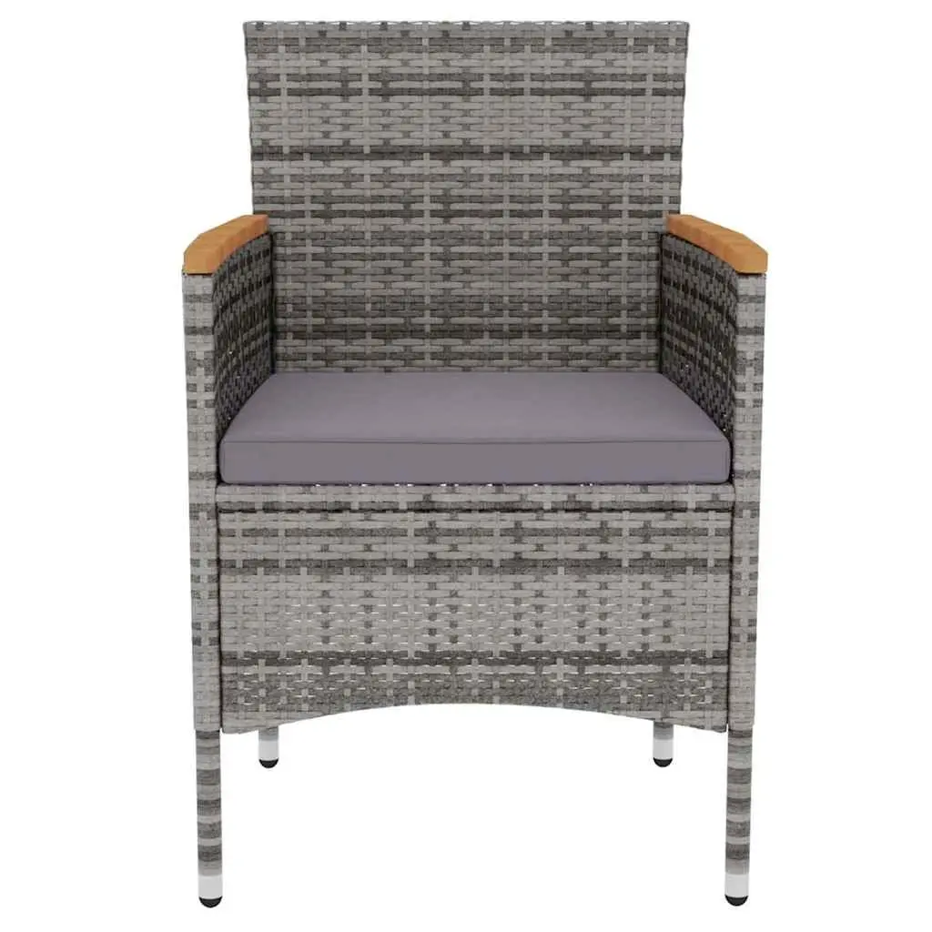 3 Piece Outdoor Dining Set Garden Patio Furniture Grey PE Rattan Table Chairs