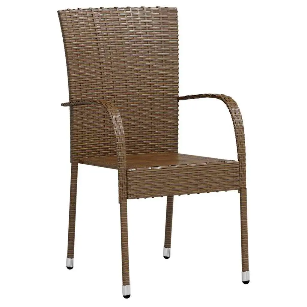 Garden Dining Set Outdoor Patio Furniture 3 Piece Brown Poly Rattan Table Chairs
