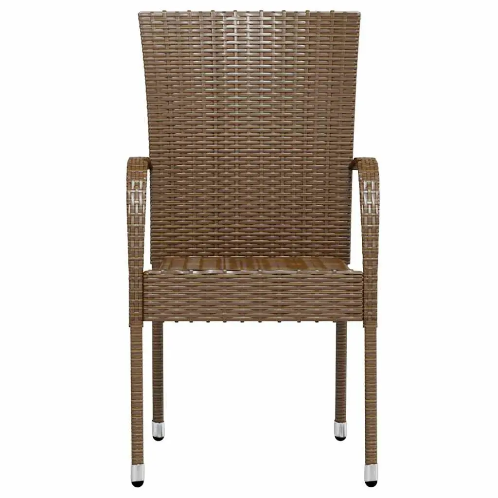Garden Dining Set Outdoor Patio Furniture 3 Piece Brown Poly Rattan Table Chairs