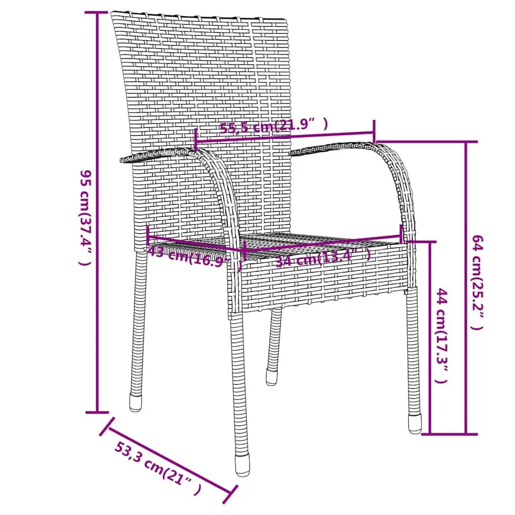 Garden Dining Set Outdoor Patio Furniture 3 Piece Brown Poly Rattan Table Chairs