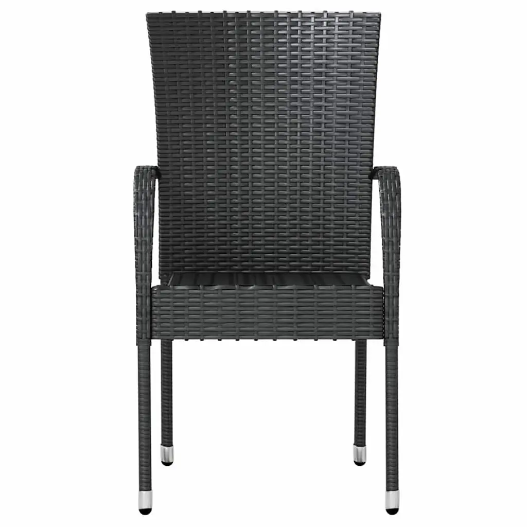 3 Piece Outdoor Dining Set Garden Patio Furniture Poly Rattan Black Stackable