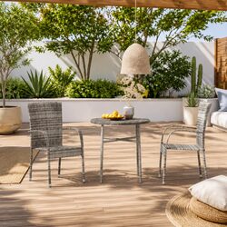 Reliable 3 Piece Outdoor Set in Grey Poly Rattan