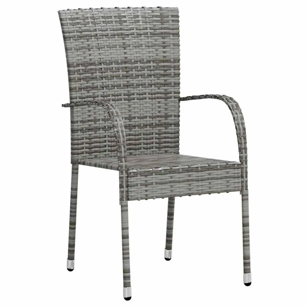 3 Piece Outdoor Set in Grey Poly Rattan