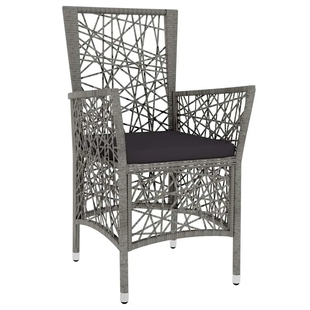 Garden Dining Set 3 Piece Outdoor Furniture Grey PE Rattan Table Chairs