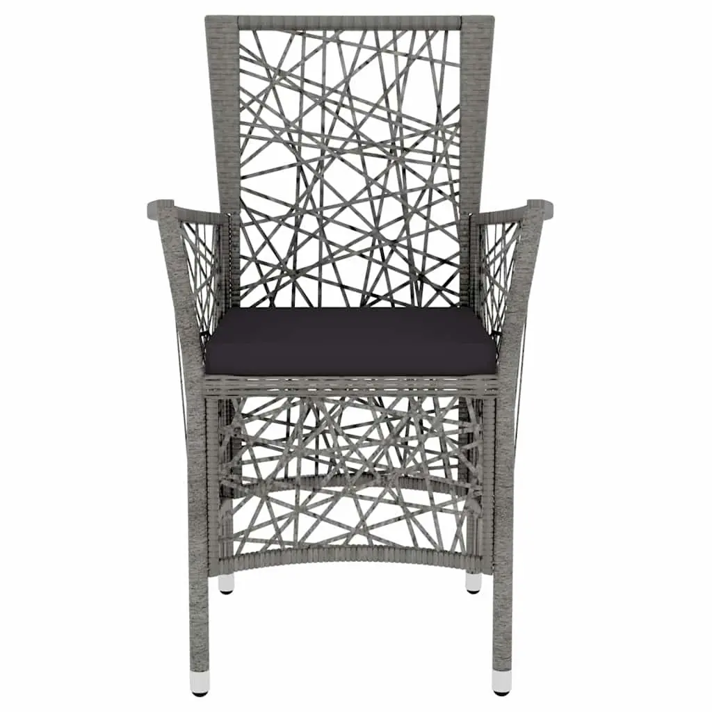 Garden Dining Set 3 Piece Outdoor Furniture Grey PE Rattan Table Chairs