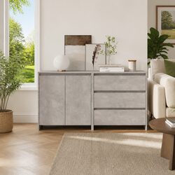 Reliable 2 Piece Grey Sideboard with Ample Storage